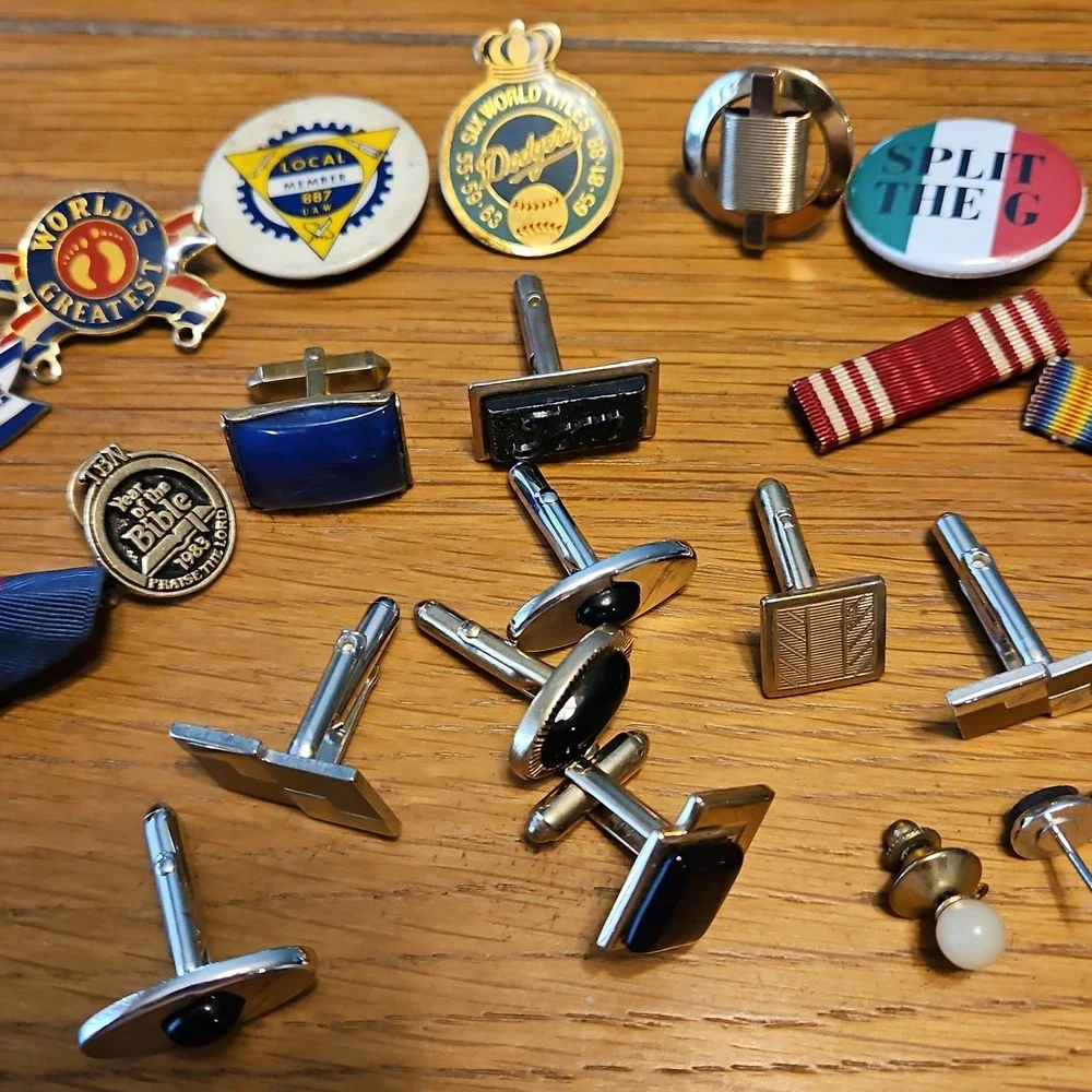 Vintage Junk Drawer Lot Pins Cufflinks Jewelry